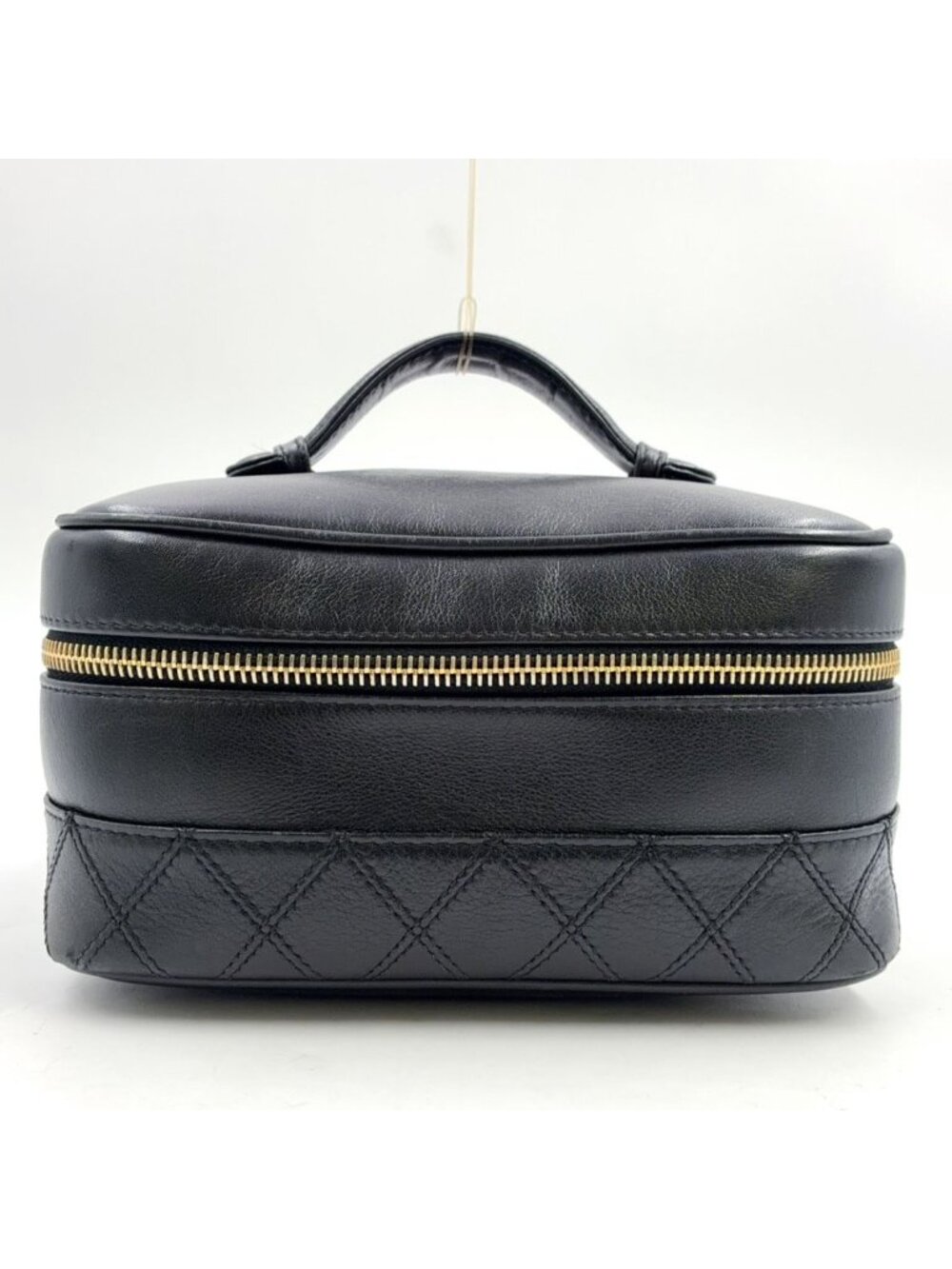 Chanel Bicolor Vanity Bag Leather Black Handbag Gold